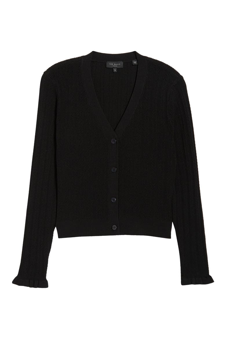 Pointelle Cardigan, Alternate, color, RICH BLACK
