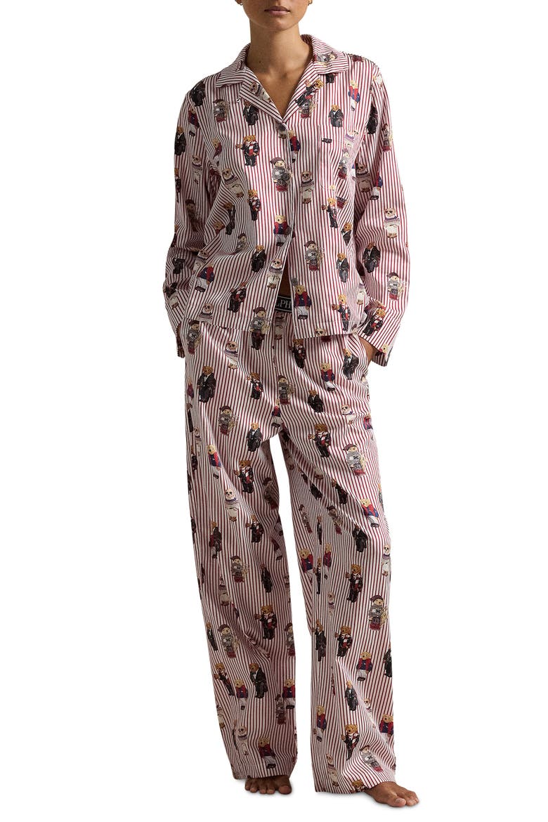 Madison Cotton Pajamas, Main, color, BEAR RED