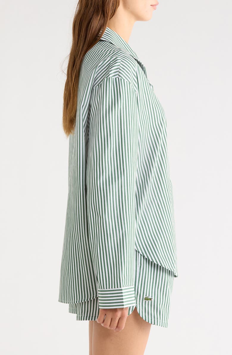 Lacoste Loungewear Stripe Two-Piece Pajama Set, Alternate, color, Green/ White