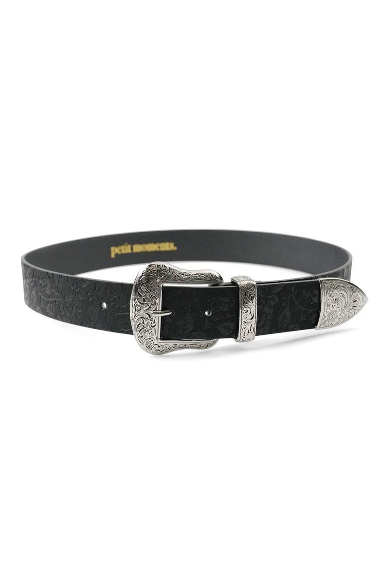 Roswell Debossed Belt, Main, color, BLACK
