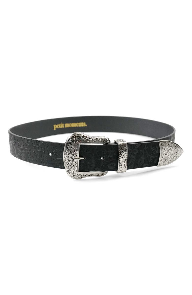 Petit Moments Roswell Debossed Belt, Main, color, Black
