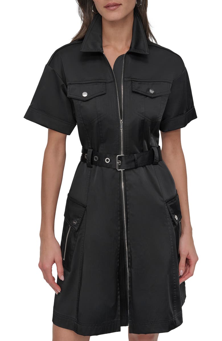 DKNY Front Zip Shirtdress, Alternate, color, 