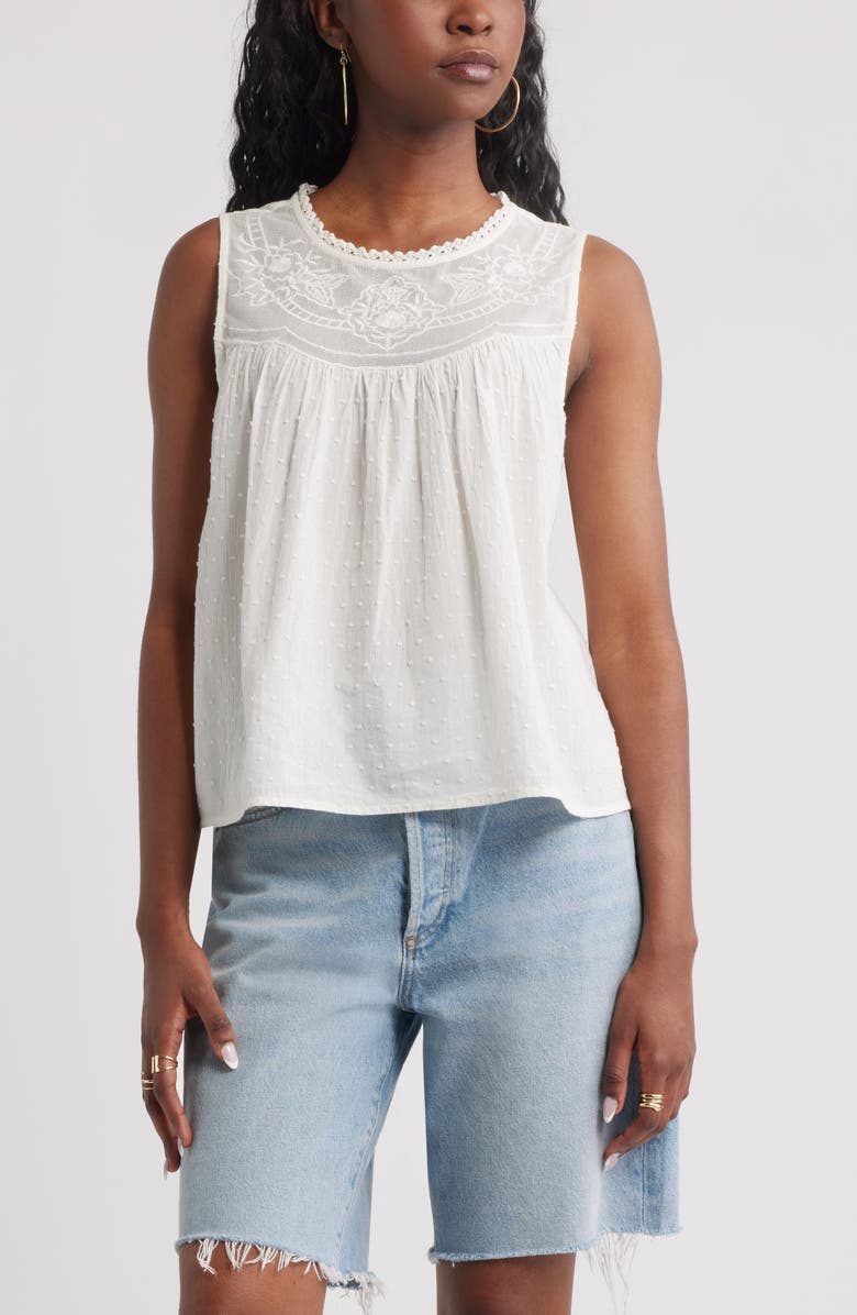 Treasure & Bond Mesh Yoke Tank, Main, color, Ivory Egret