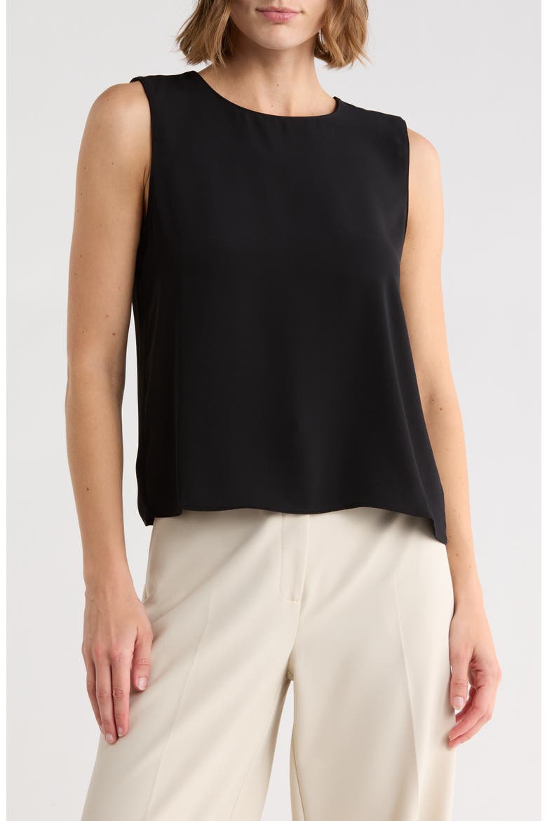 Crewneck Sleeveless Crop Top, Main, color, BLACK