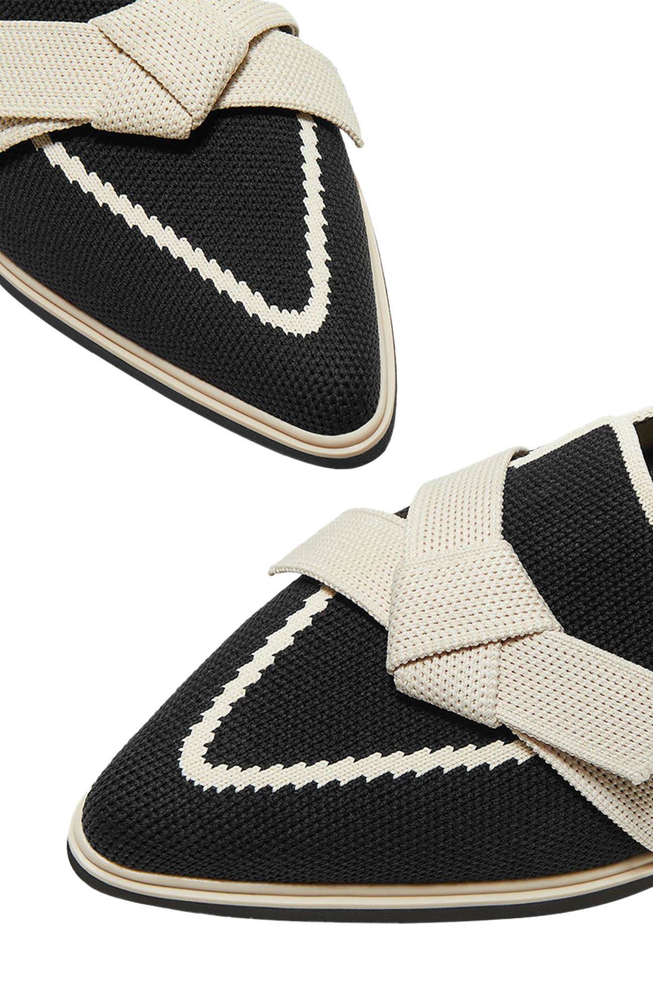 VIVAIA Water-Repellent Pointed-Toe Bow Loafers, Alternate, color, Black  Ivory