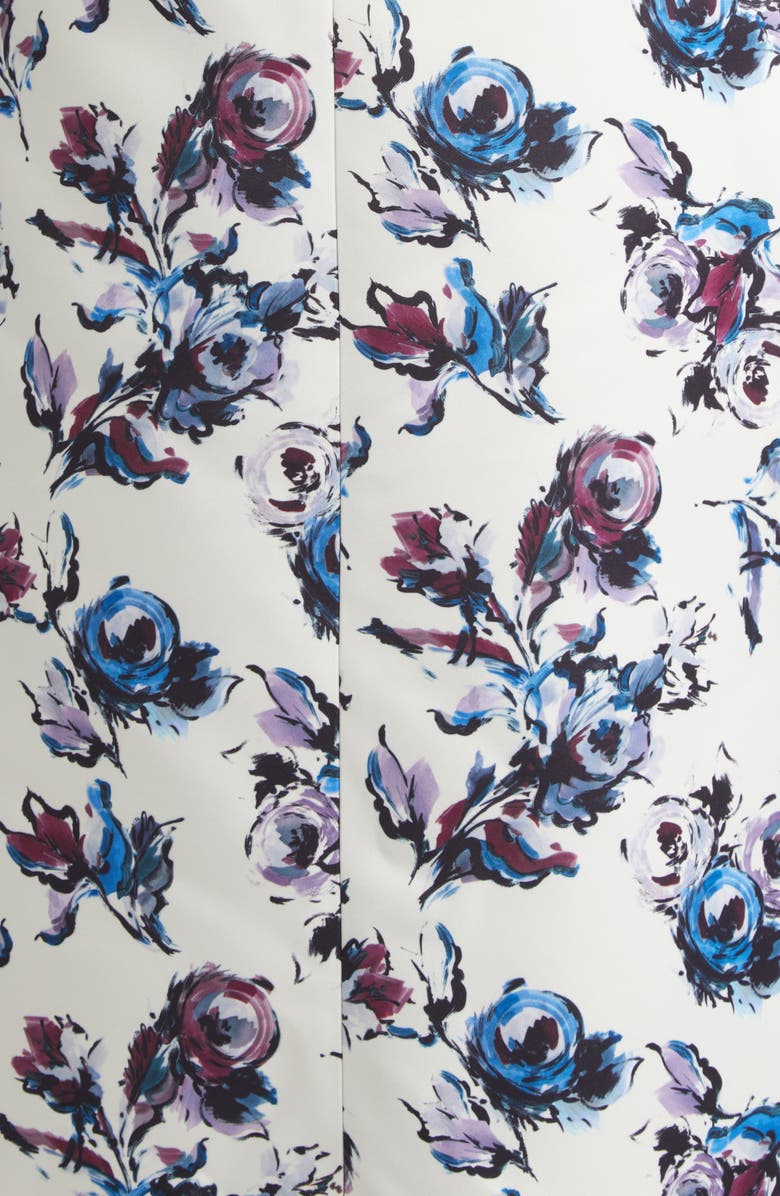 Emilia Wickstead Rumi Floral Satin Fit & Flare Midi Dress, Alternate, color, Floral Purple/Blue On Ivory