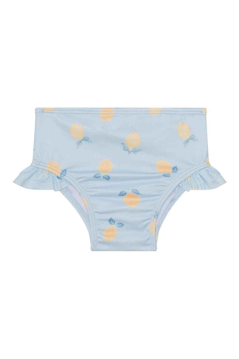 Lemon Two-Piece Rashguard Swimsuit & Bucket Hat Set, Alternate, color, LEMON