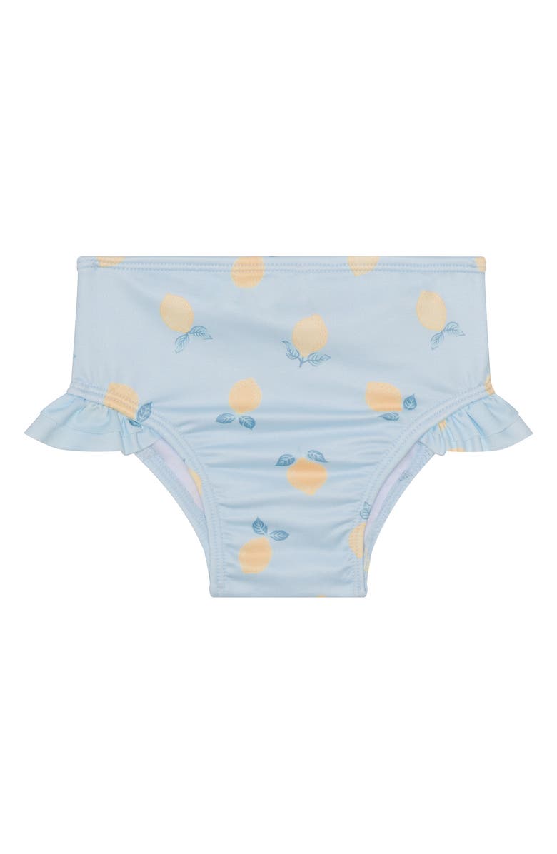 PL Baby by Petit Lem Lemon Two-Piece Rashguard Swimsuit & Bucket Hat Set, Alternate, color, Lemon