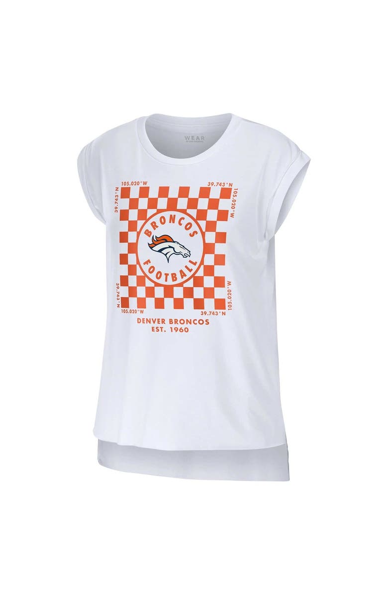 WEAR by Erin Andrews Women's WEAR by Erin Andrews White Denver Broncos Checker Muscle Tank Top, Alternate, color, White
