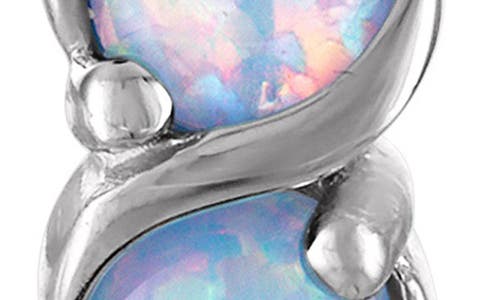 Fuzion Creations Lab Created Opal Hoop Earrings In Silver