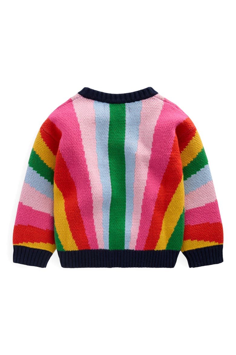 Kids' Rainbow Cotton & Wool Blend Jacquard Cardigan, Alternate, color, MULTI RAINBOW