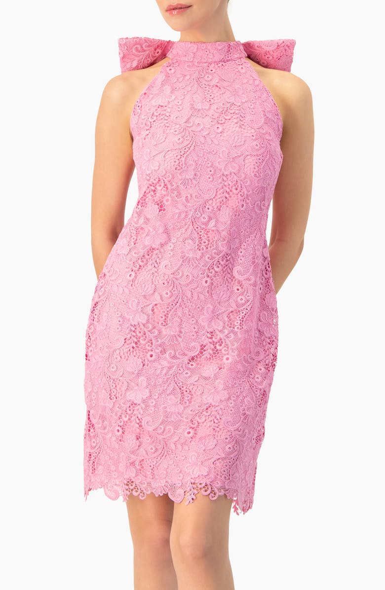 IVONNE Lace Halter Bow Mini Dress, Main, color, Pink