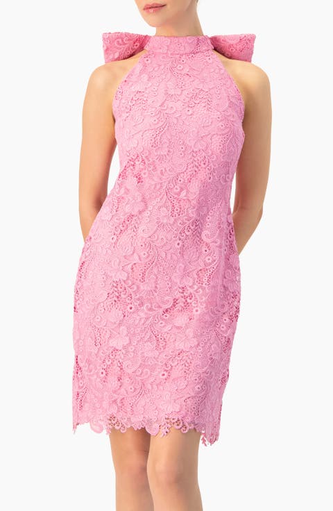 Lace Halter Bow Mini Dress