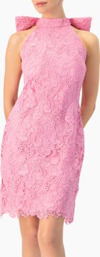 IVONNE Lace Halter Bow Mini Dress