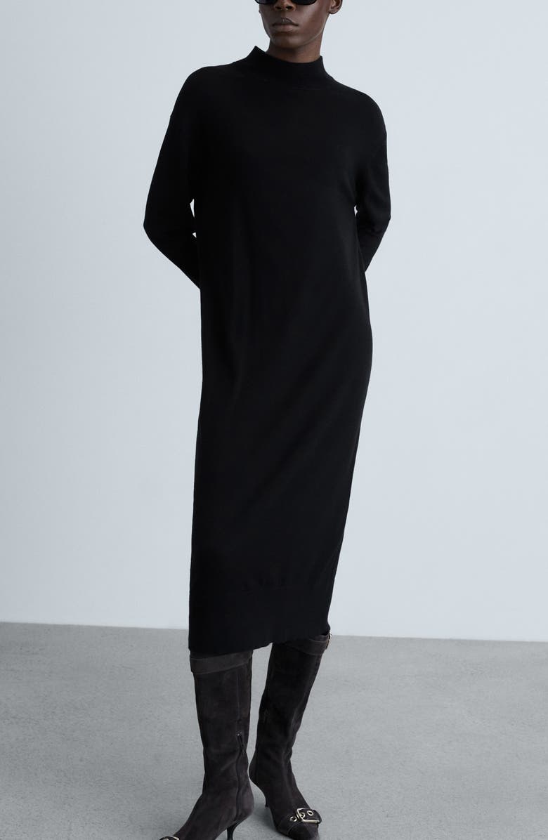 MANGO Mock Neck Long Sleeve Dress, Alternate, color,
