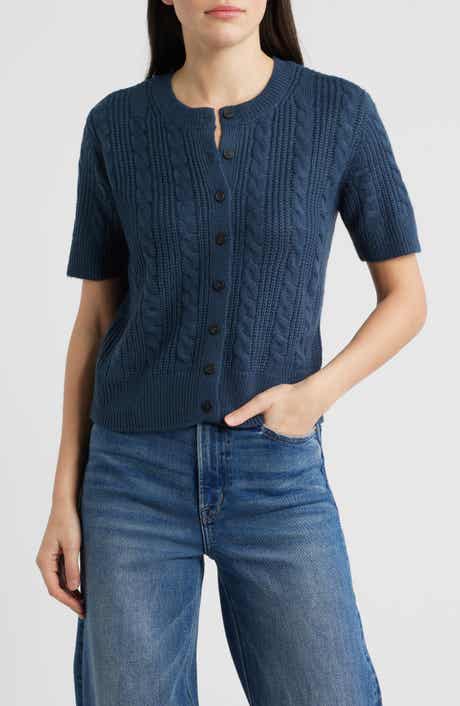 Lucky Brand Short Sleeve Cable Cardigan