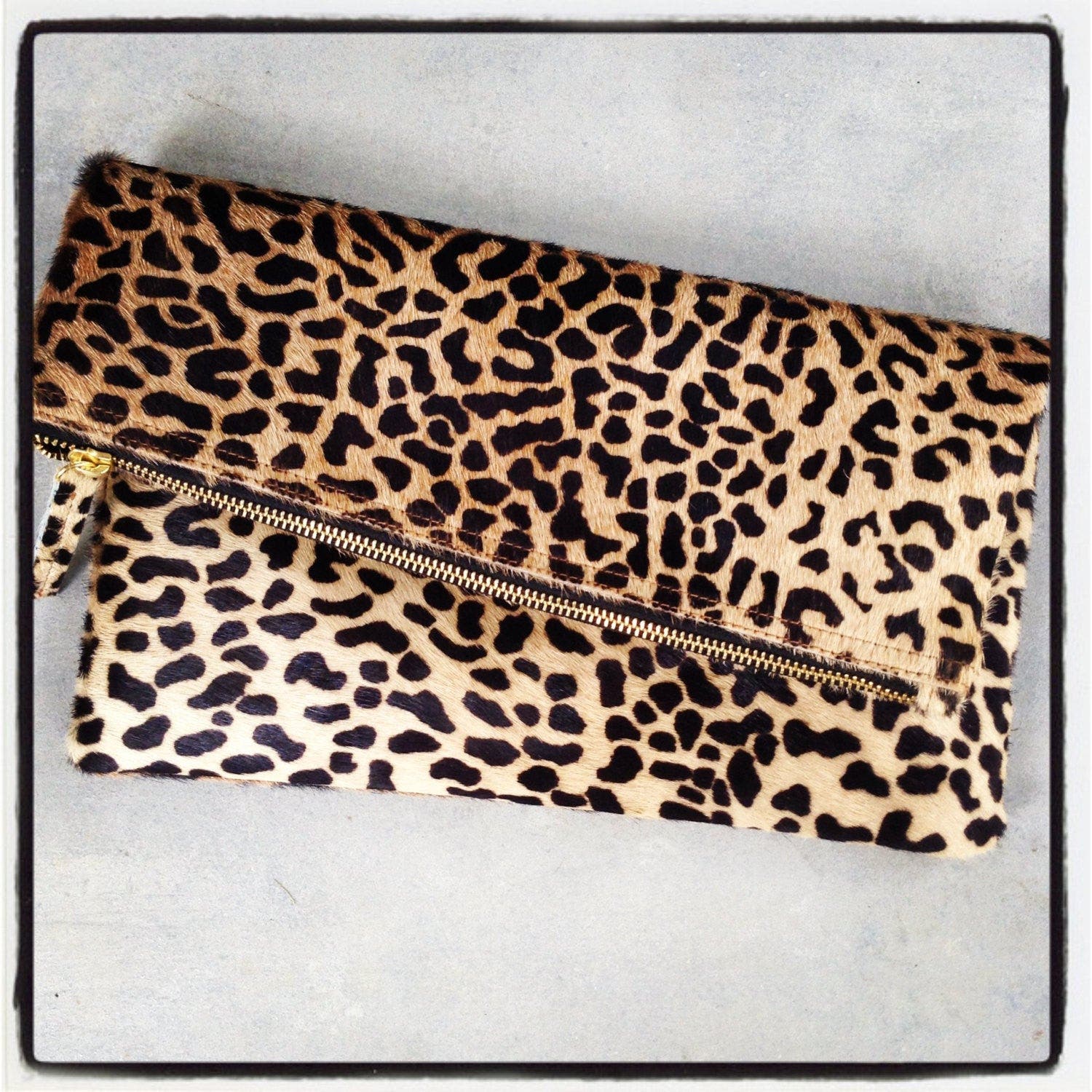 The Artisan & Company Leopard Leather Clutch, Alternate, color, Beige