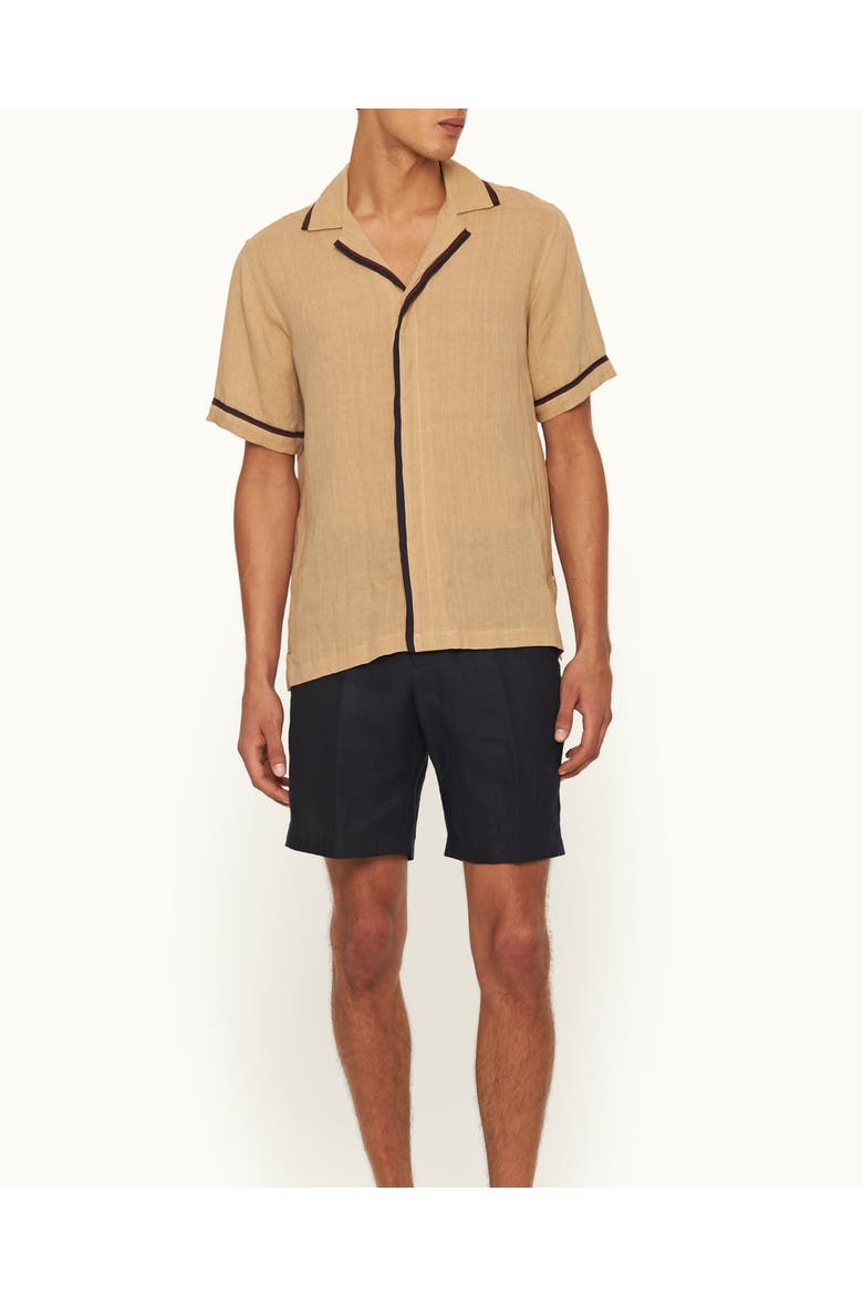 Maitan Lino Relaxed-Fit Shirt, Main, color, Biscuit/Damson/Night Iris