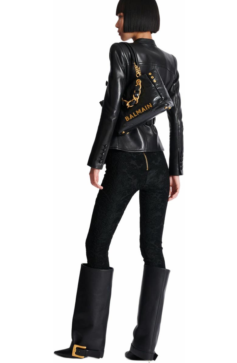 Balmain Small 1945 Soft Tote Bag In Crackled Calfskin, Alternate, color,