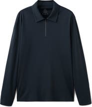 MANGO Comfort Stretch Long Sleeve Quarter Zip Polo
