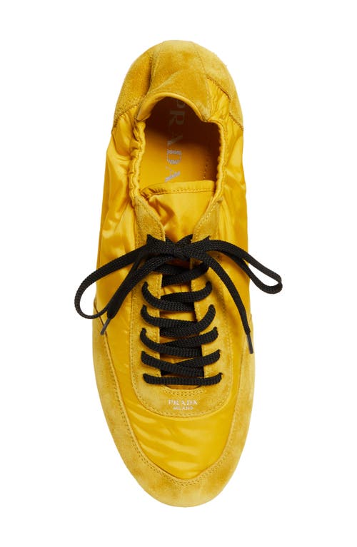 Prada Collapse Mixed Media Low Top Sneaker In Topazio