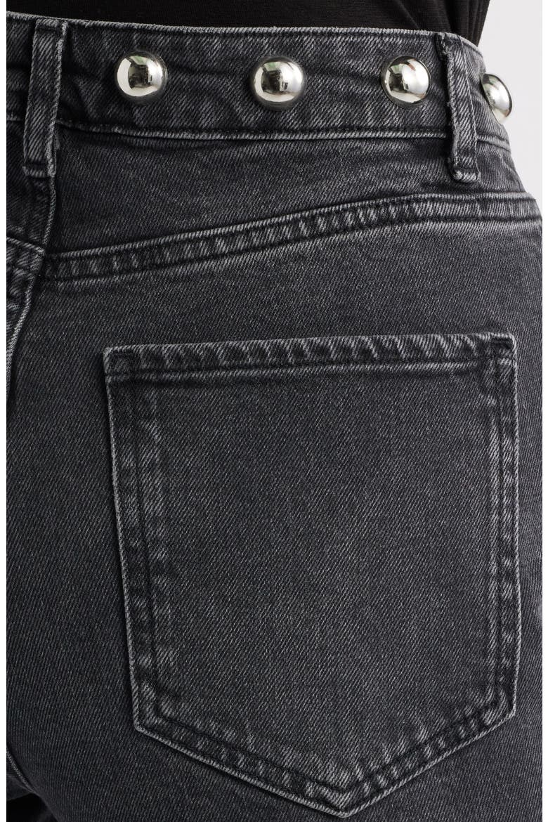 Topanga Studded High Waist Straight Leg Jeans, Alternate, color, WASHED BLACK STUDDED