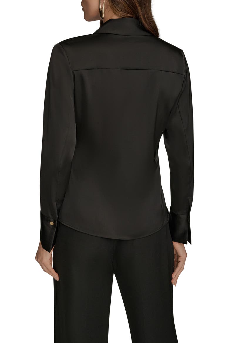 Wrap Charmeuse Shirt, Alternate, color, BLACK
