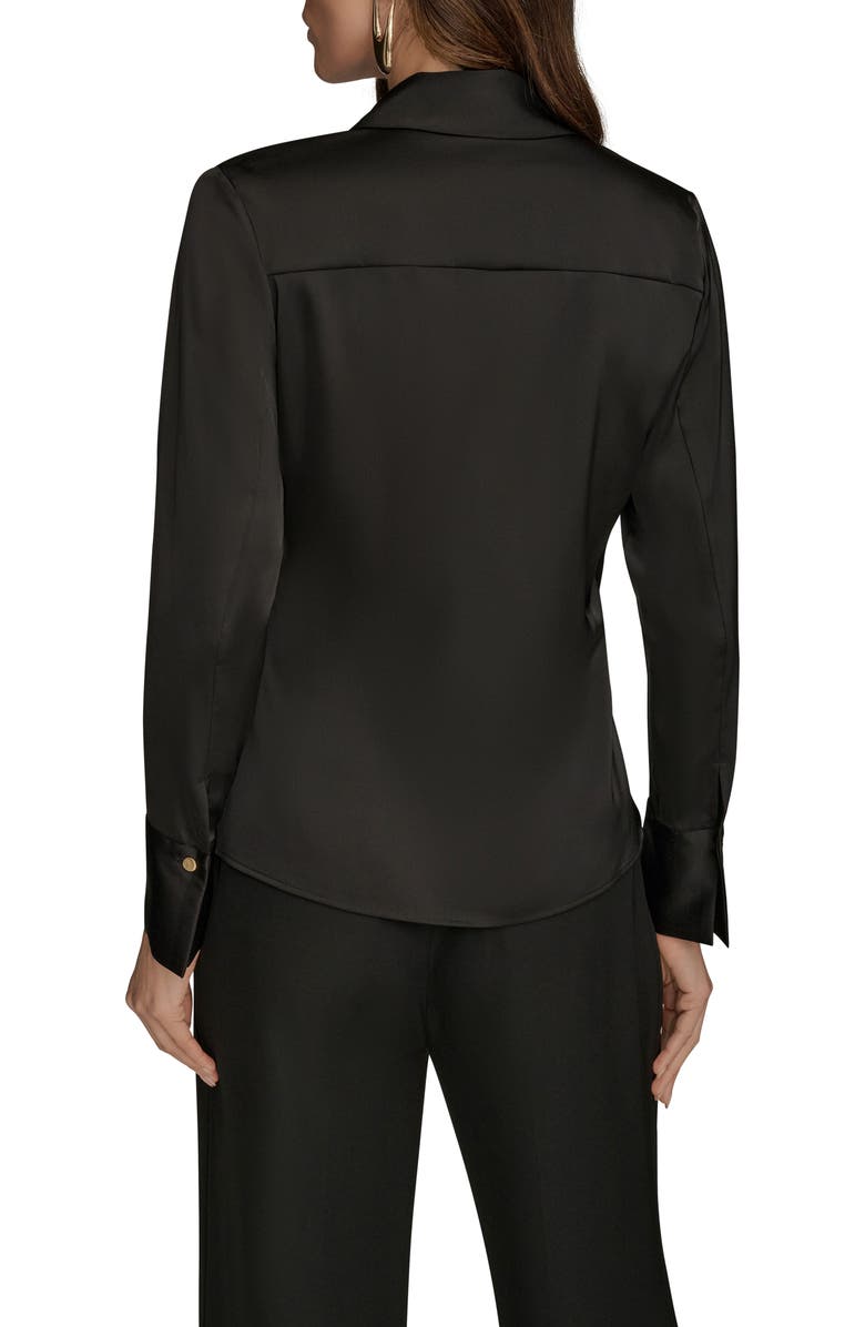 Donna Karan New York Wrap Charmeuse Shirt, Alternate, color, Black