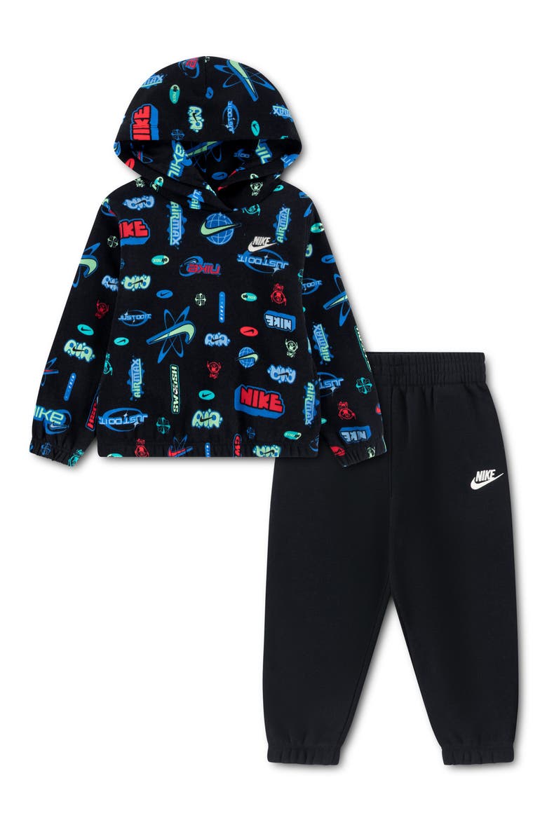 Kids' Sportswear Fleece Hoodie & Joggers Set, Alternate, color, BLACK