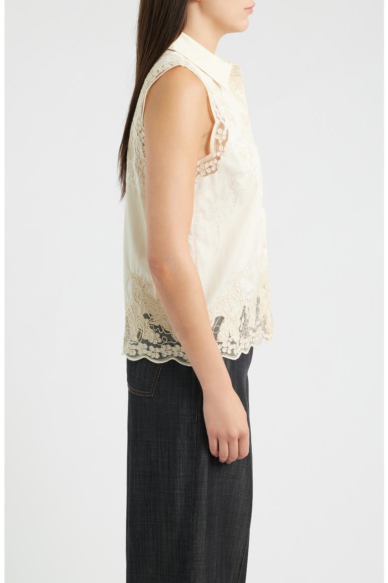 The Ivy Lace Sleeveless Button-Up Shirt, Alternate, color, CHAMPAGNE