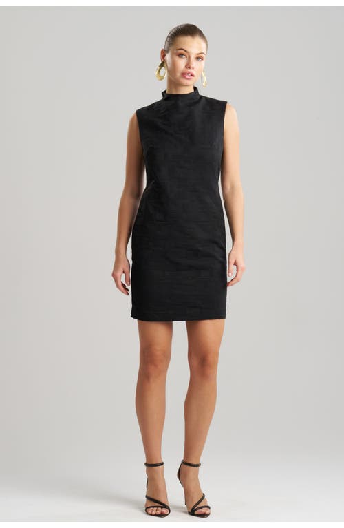 Natori Geo Texture Jacquard Sheath Dress in Black 