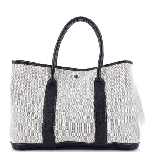 Pre-owned Hermes  Hermes Garden Party Tote Toile And Leather 36 In Black