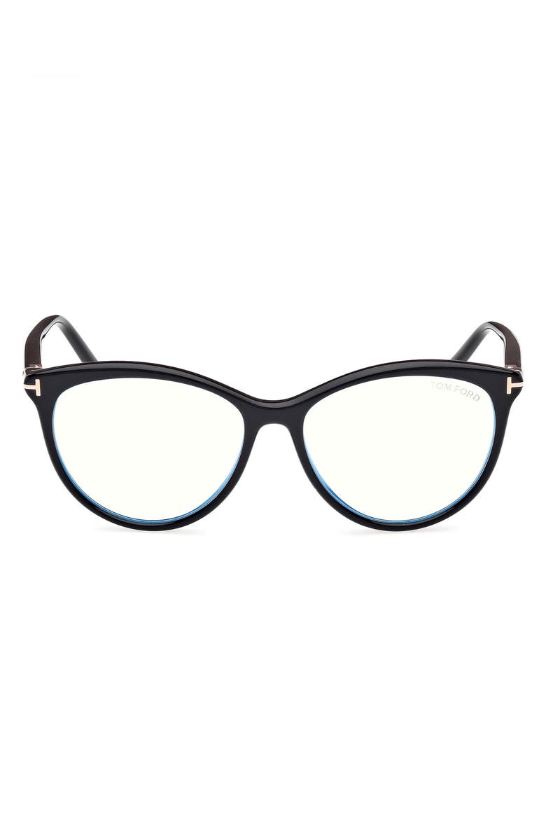 TOM FORD 55mm Round Blue Light Blocking Glasses, Main, color,