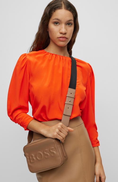 Hugo Boss Boss Olivia Faux Leather Crossbody Bag In Brown