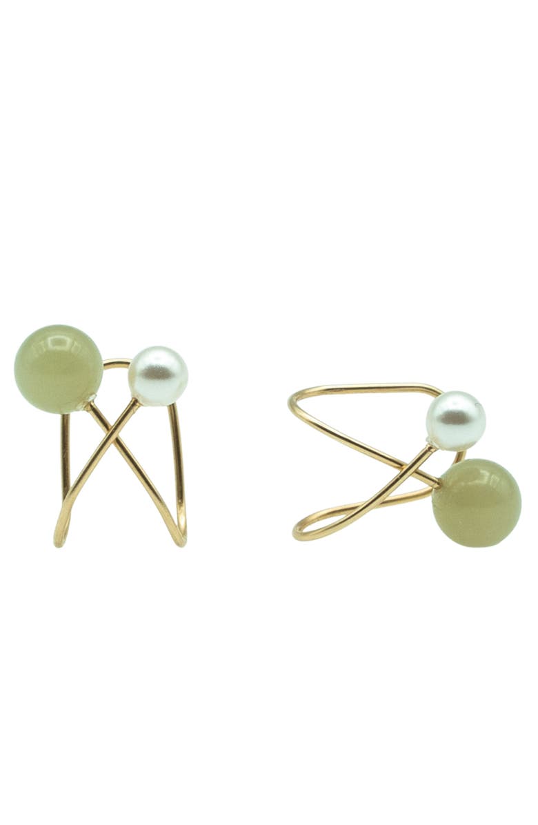 seree Colette Jade and pearl ear cuffs, Main, color, Light Green