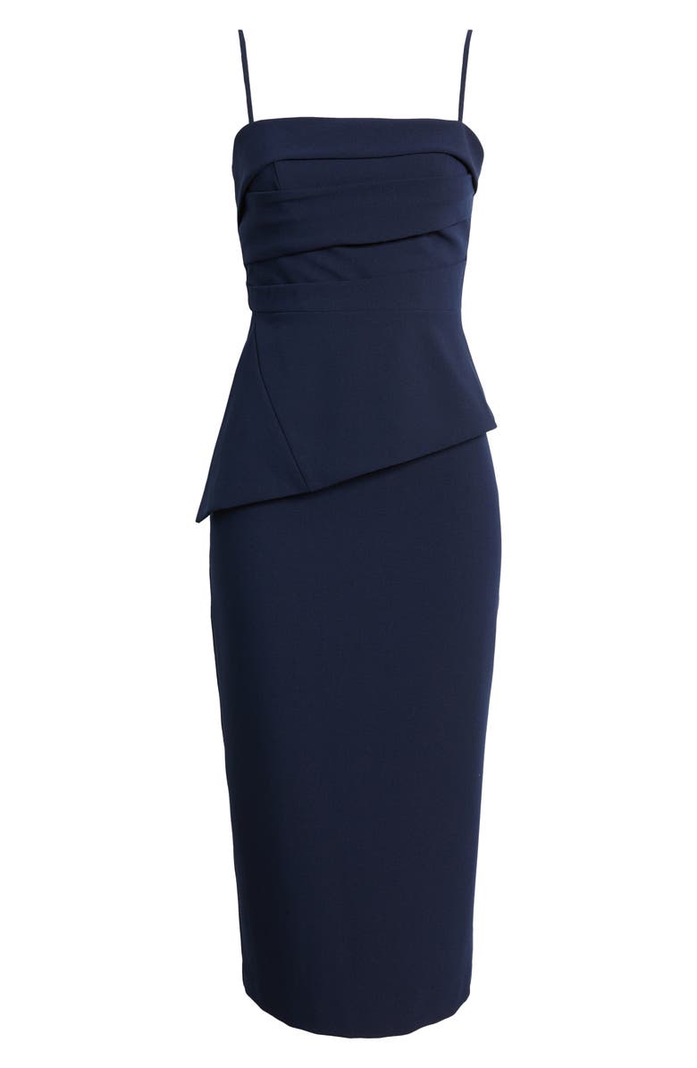 Black Halo Marla Pleated Top & Pencil Skirt Set, Alternate, color, Navy