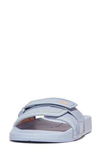 Fitflop Women's Iqushion Adjustable W Resistant Knit Pool Slides In Skywash Blue