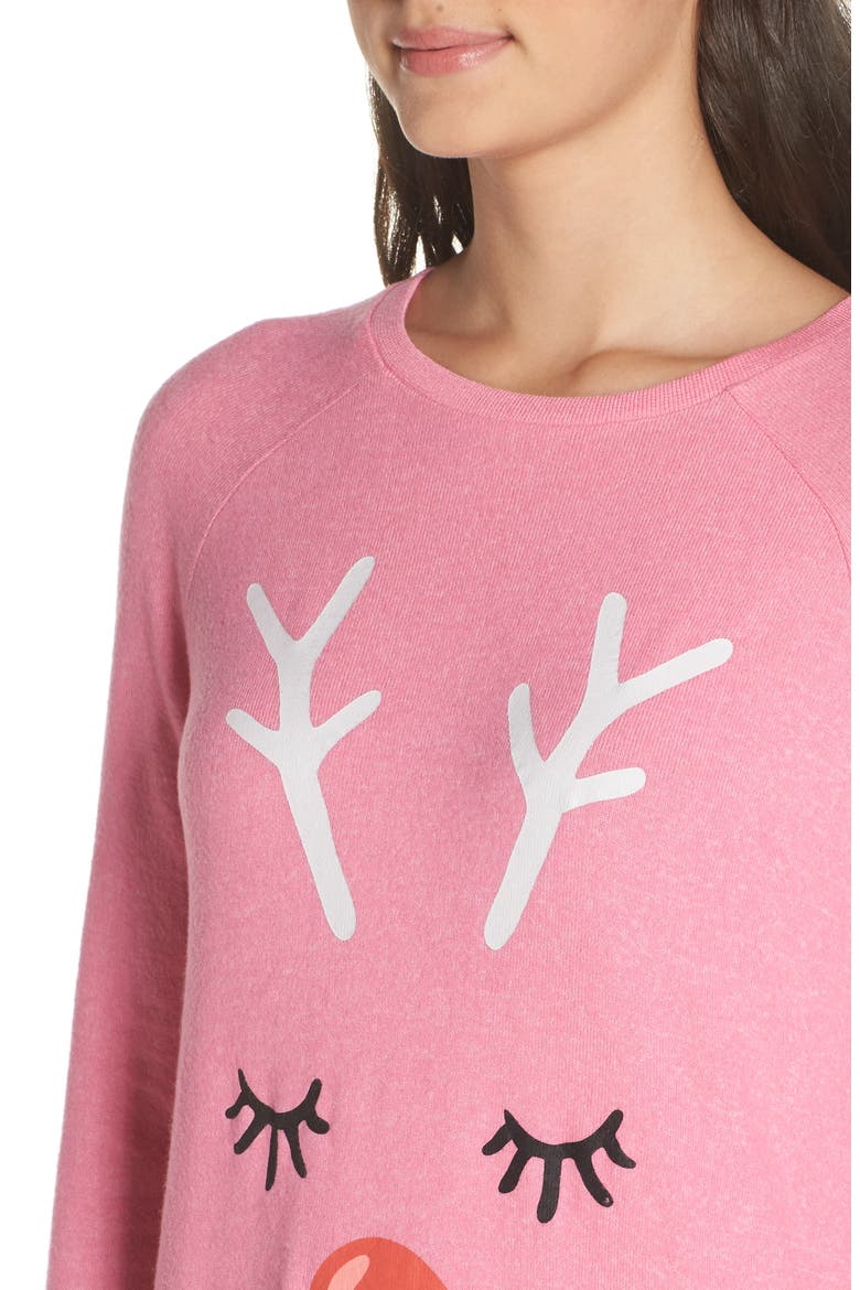 Warm Me Up Raglan Sleep Shirt, Alternate, color, PINK ZENNA RUDOLF