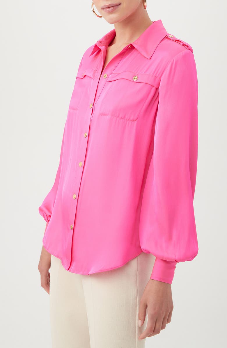 Trina Turk Astoria Silk Blend Button-Up Shirt, Alternate, color, 