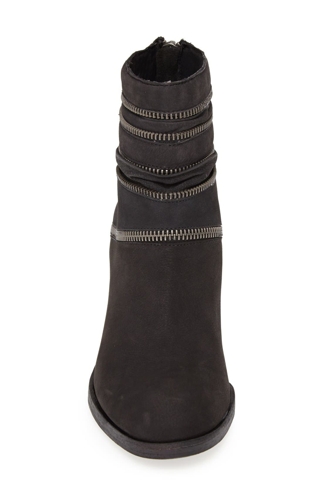 'Crown' Leather Ankle Bootie, Alternate, color, BLACK