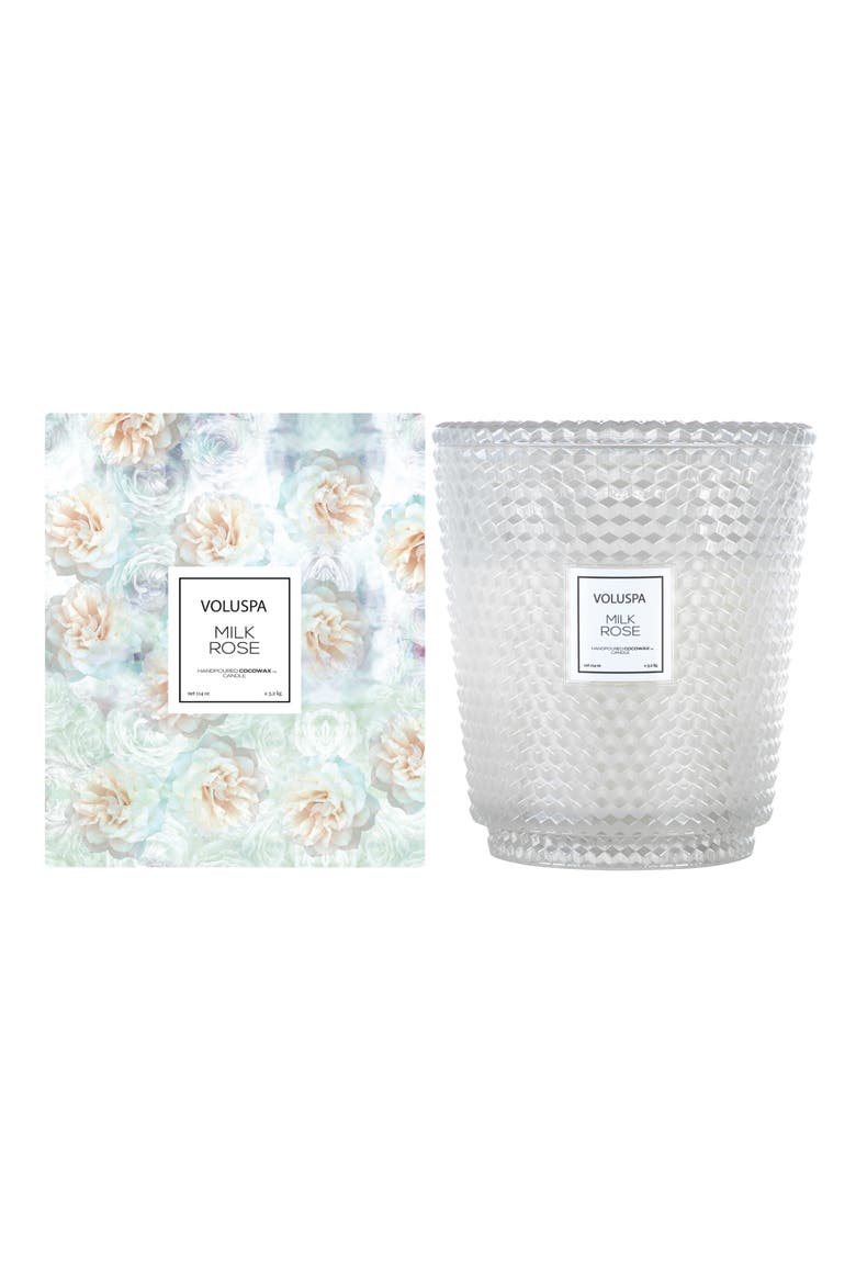 Milk Rose Hearth 5-Wick Glass Candle, Main, color, NO COLOR