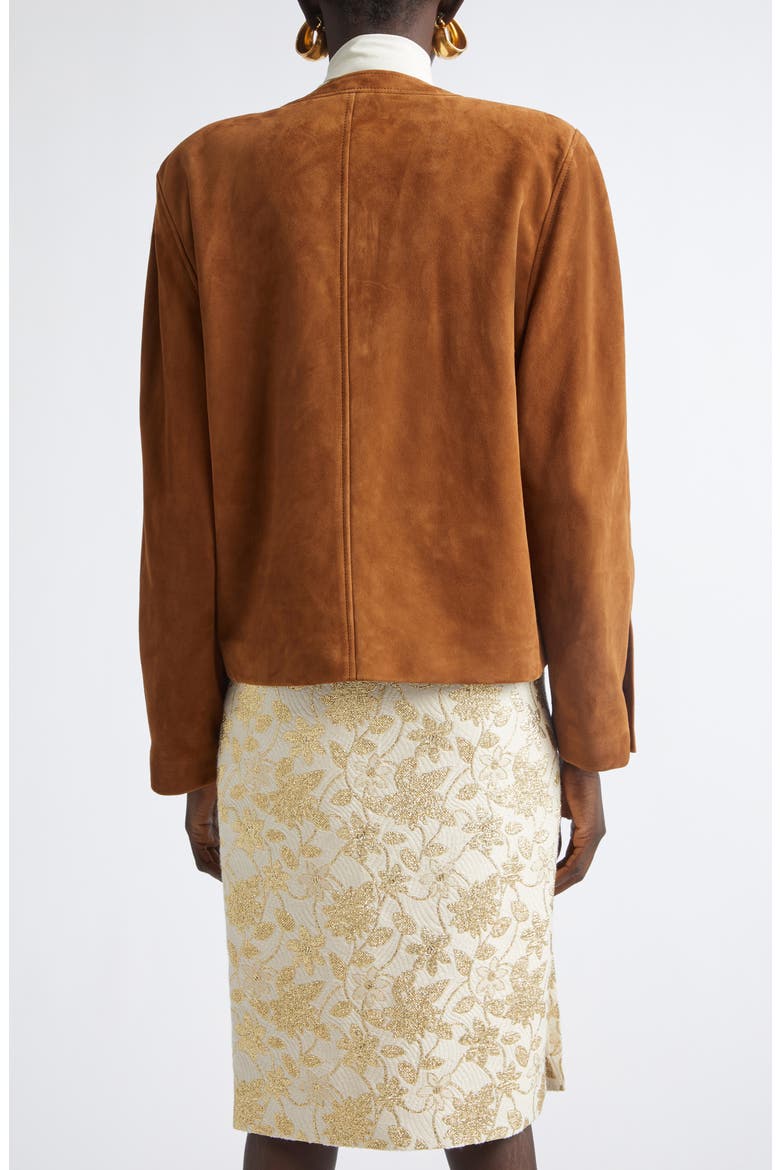 Lambskin Suede Jacket, Alternate, color, RHUM AMBRE