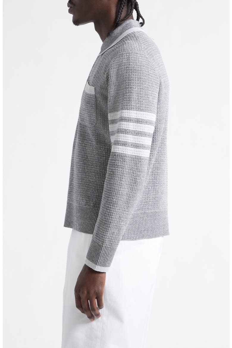 Relaxed 4-Bar Textured Stitch Linen & Cotton Polo Sweater, Alternate, color, LIGHT GREY