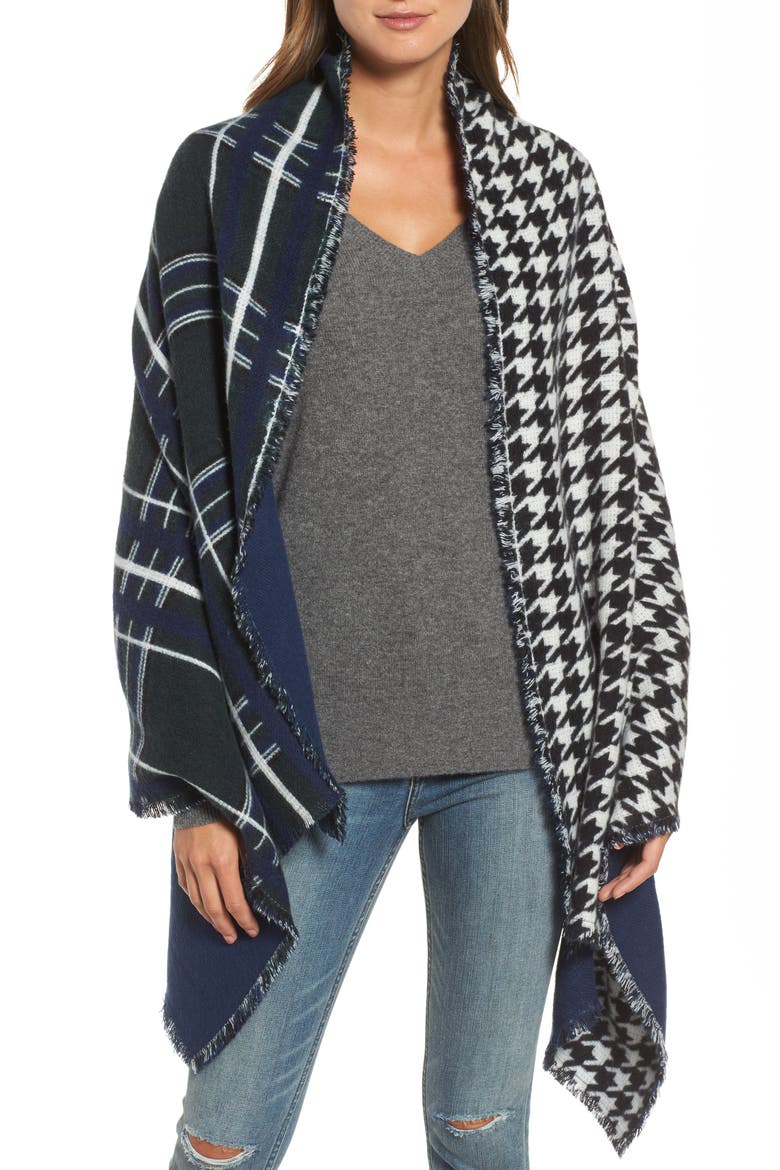 Remix Brushed Plaid Wrap, Main, color, GREEN COMBO