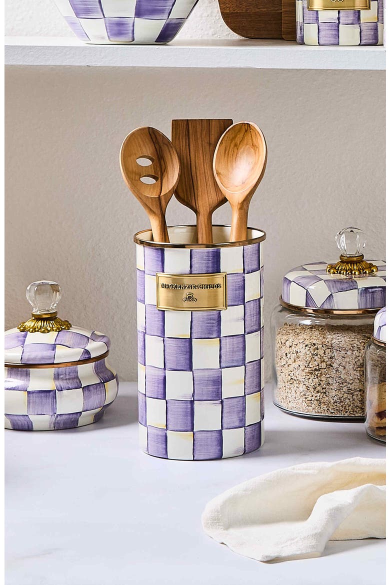 Violet Check Utensil Holder, Alternate, color, VIOLET