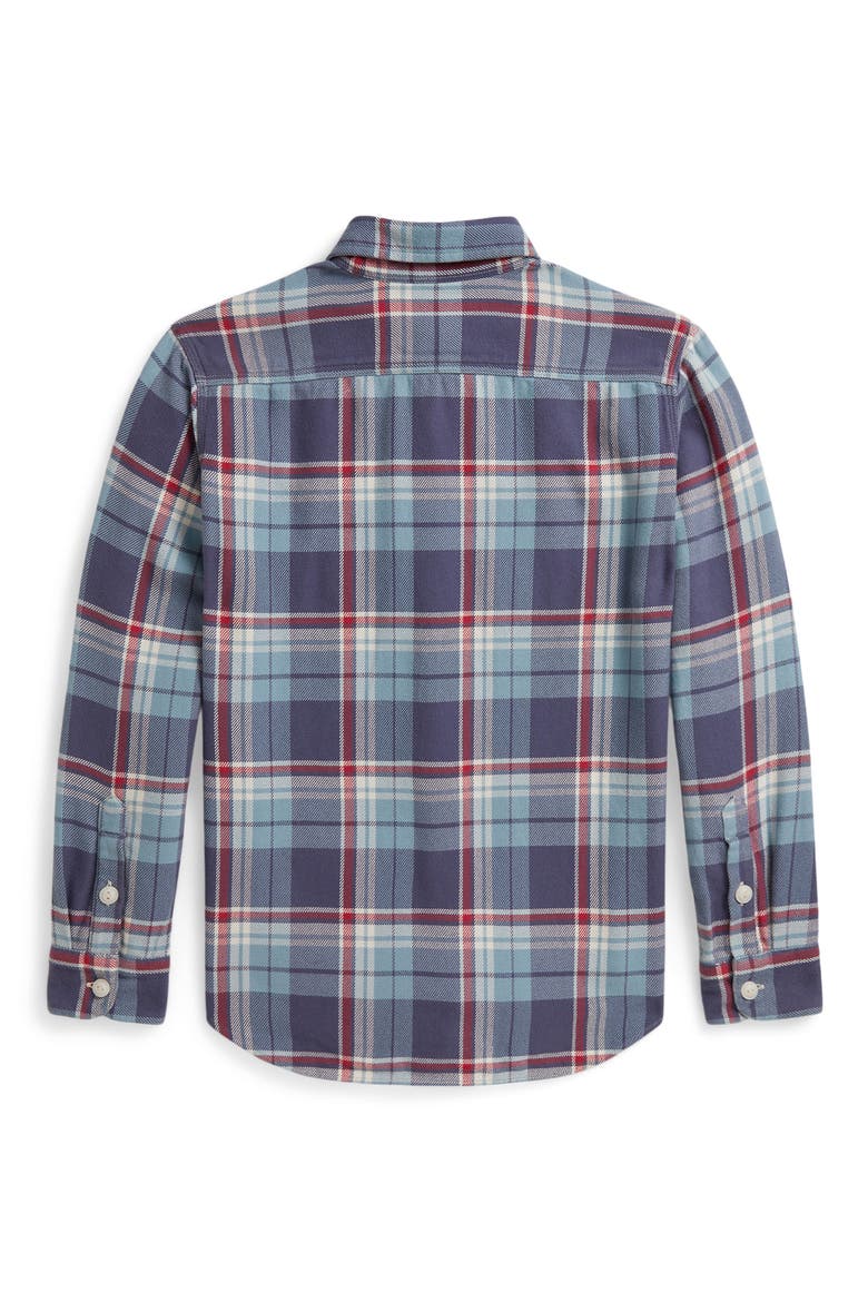 Kids' Plaid Lightweight Flannel Shirt, Alternate, color, DUSTY BLUE RED MULTI