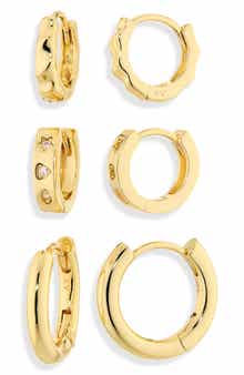 Set of 3 Huggie Hoop Earrings