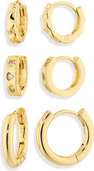 ARGENTO VIVO Set of 3 Huggie Hoop Earrings