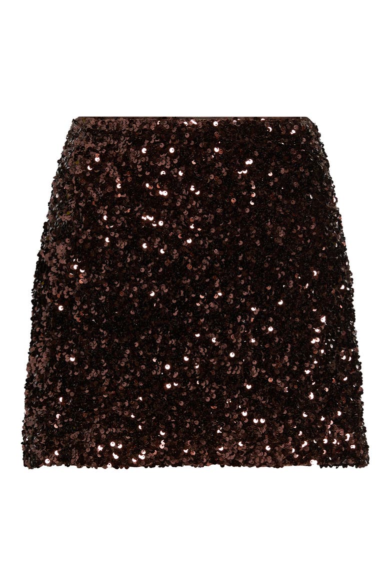 Sequin Miniskirt, Alternate, color, BROWN TIRAMISU