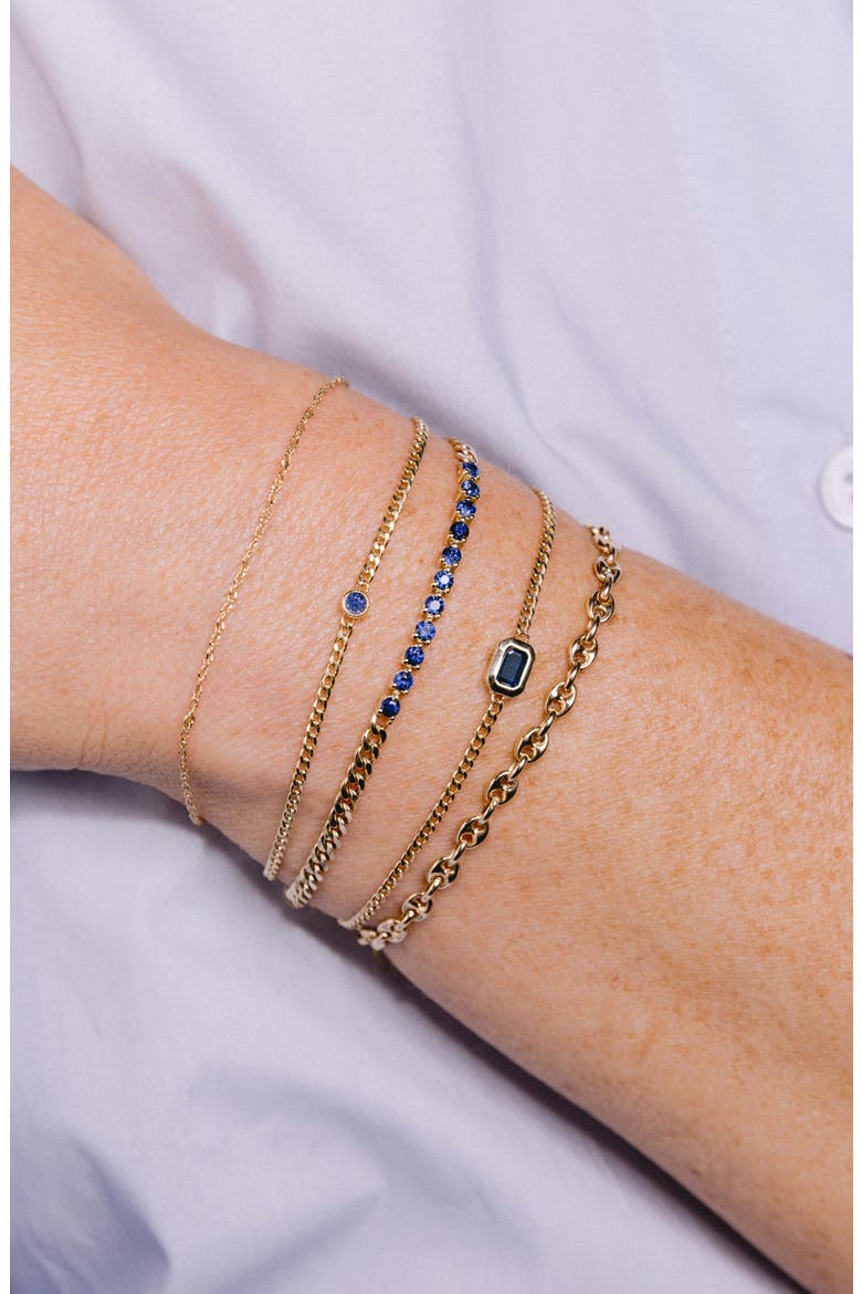 Bezel Blue Sapphire Pendant Bracelet, Alternate, color, YELLOW GOLD